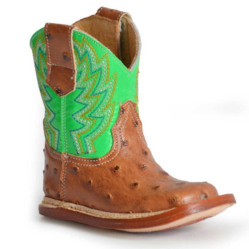 NEW ROPER boys' cowbabies buddy western boot in ostrich print green
